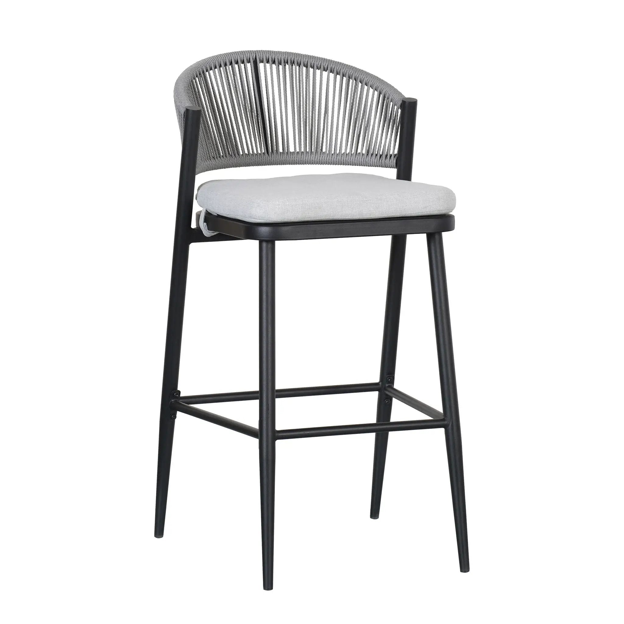 Outdoor Bar Height Metal Frame Counter Stools with Scallop-Shaped Backrest & Water-Resistant Cushions by HouseOfZazla