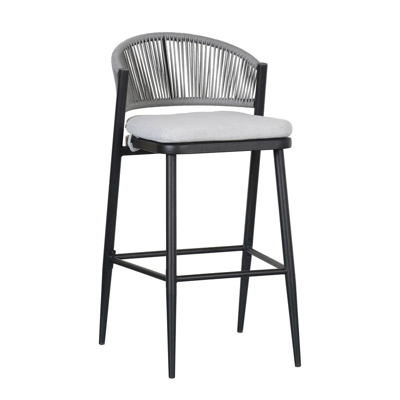 Outdoor Bar Height Metal Frame Counter Stools with Scallop-Shaped Backrest & Water-Resistant Cushions by HouseOfZazla