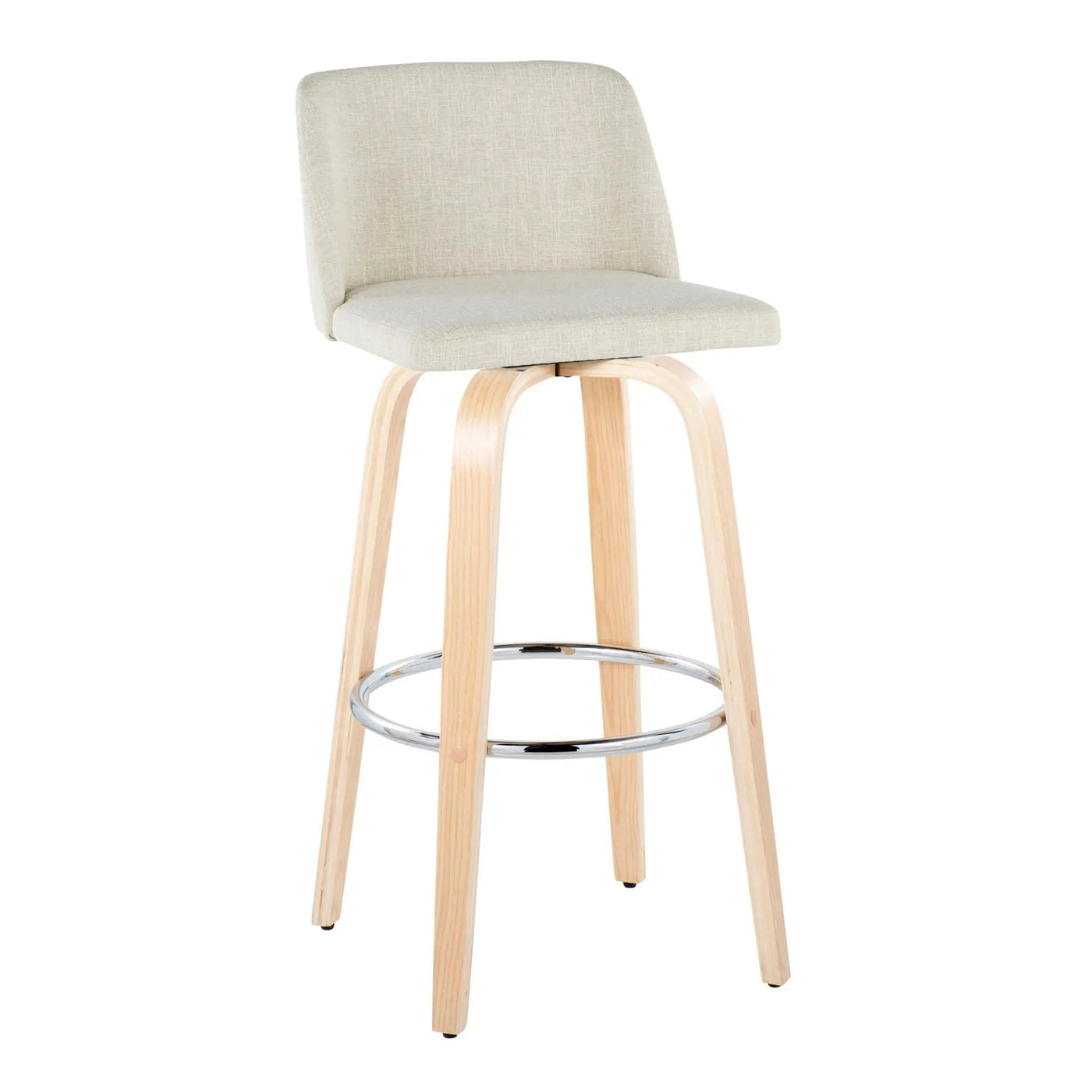 Toriano - Contemporary, Fixed Height Barstool Swivel & Round Footrest (Set of 2) by HouseOfZazla