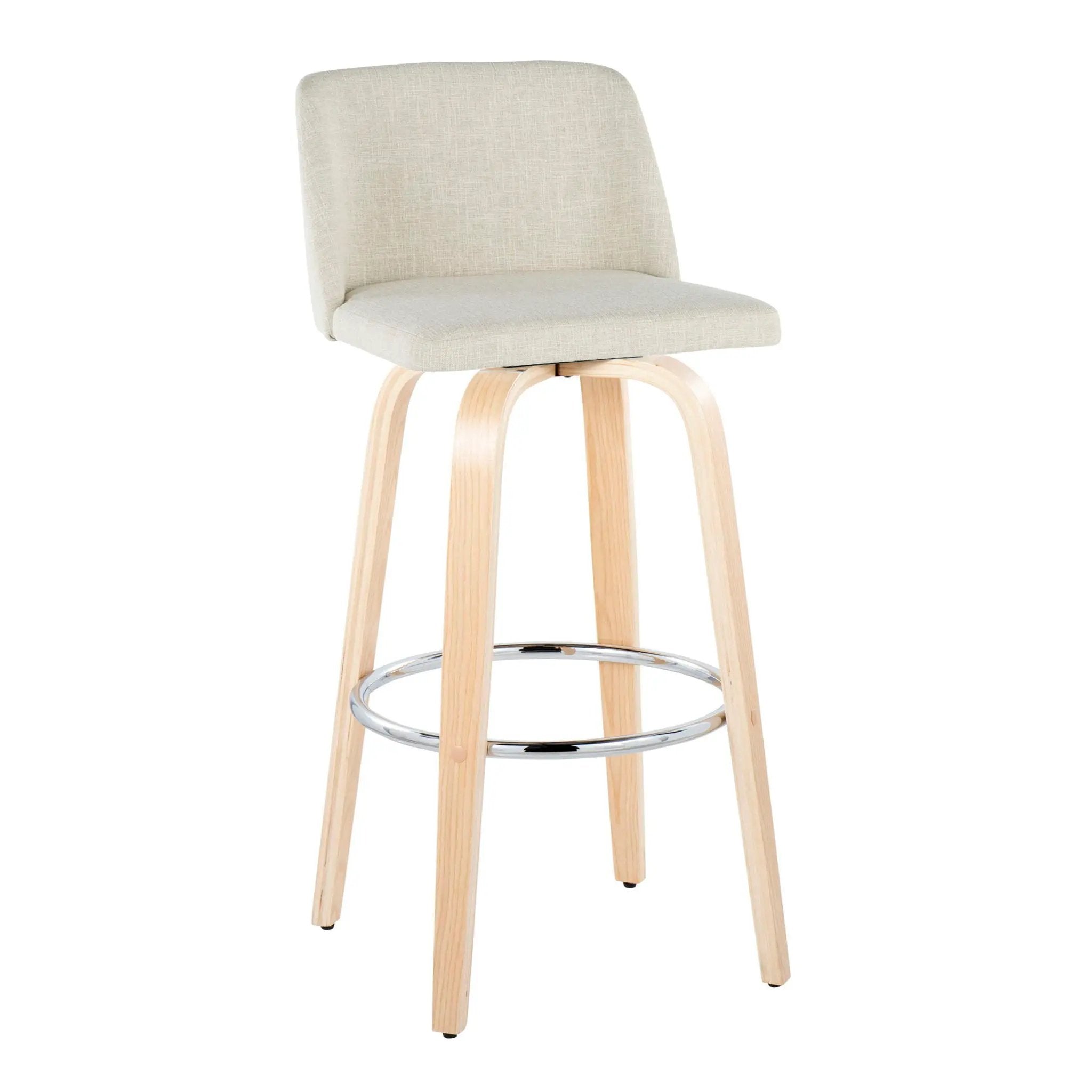 Toriano - Contemporary, Fixed Height Barstool Swivel & Round Footrest (Set of 2) by Unique Piece Furniture