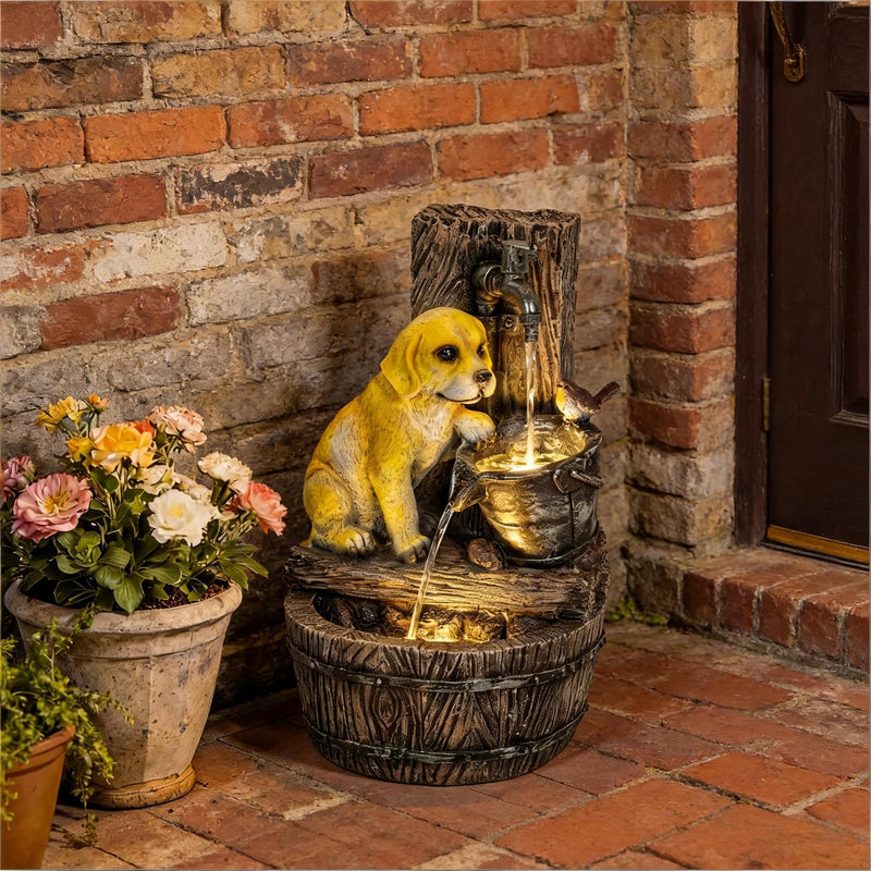 Resin Puppy Garden Outdoor Water Fountain 22 Inch, photo 7 of 7