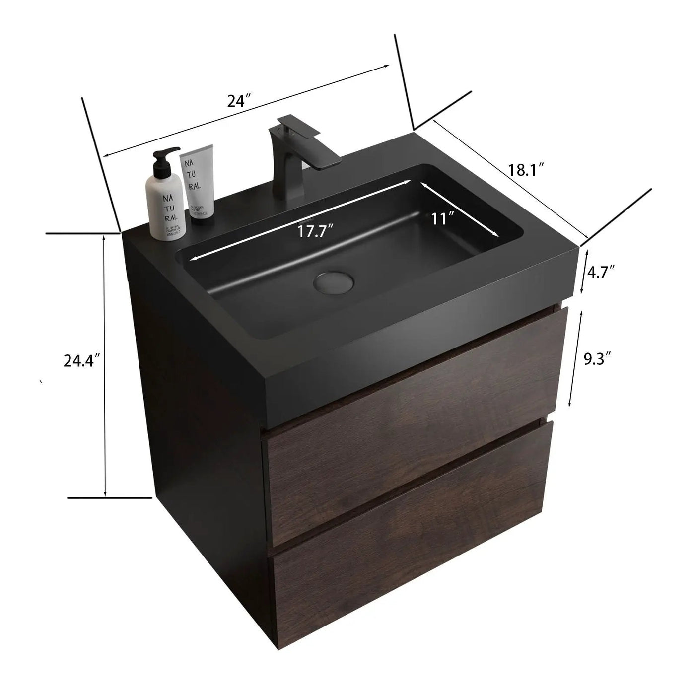 Alice - Bathroom Vanity Wall Mounted With Sink, Large Storage by Unique Piece Furniture