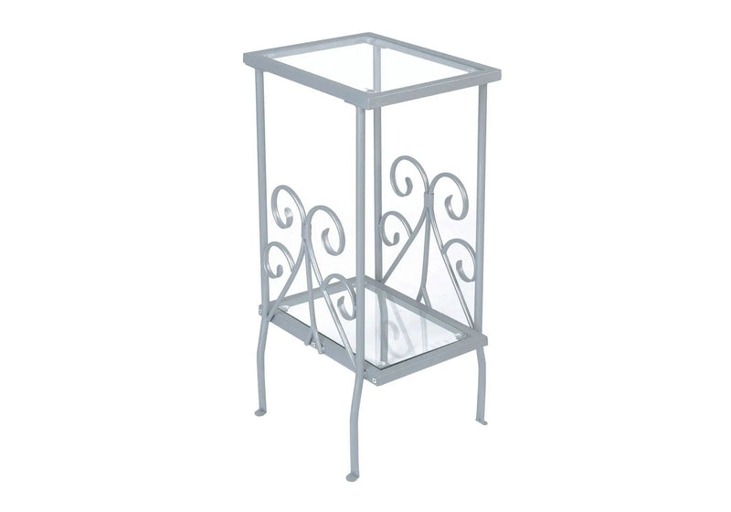 Accent Table, Side Tempered Glass, Transitional - Silver by HouseOfZazla
