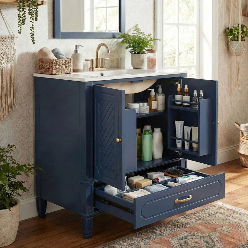 Bathroom Vanity With Sink, Soft Closing Door, Multi Functional Storage by HouseOfZazla