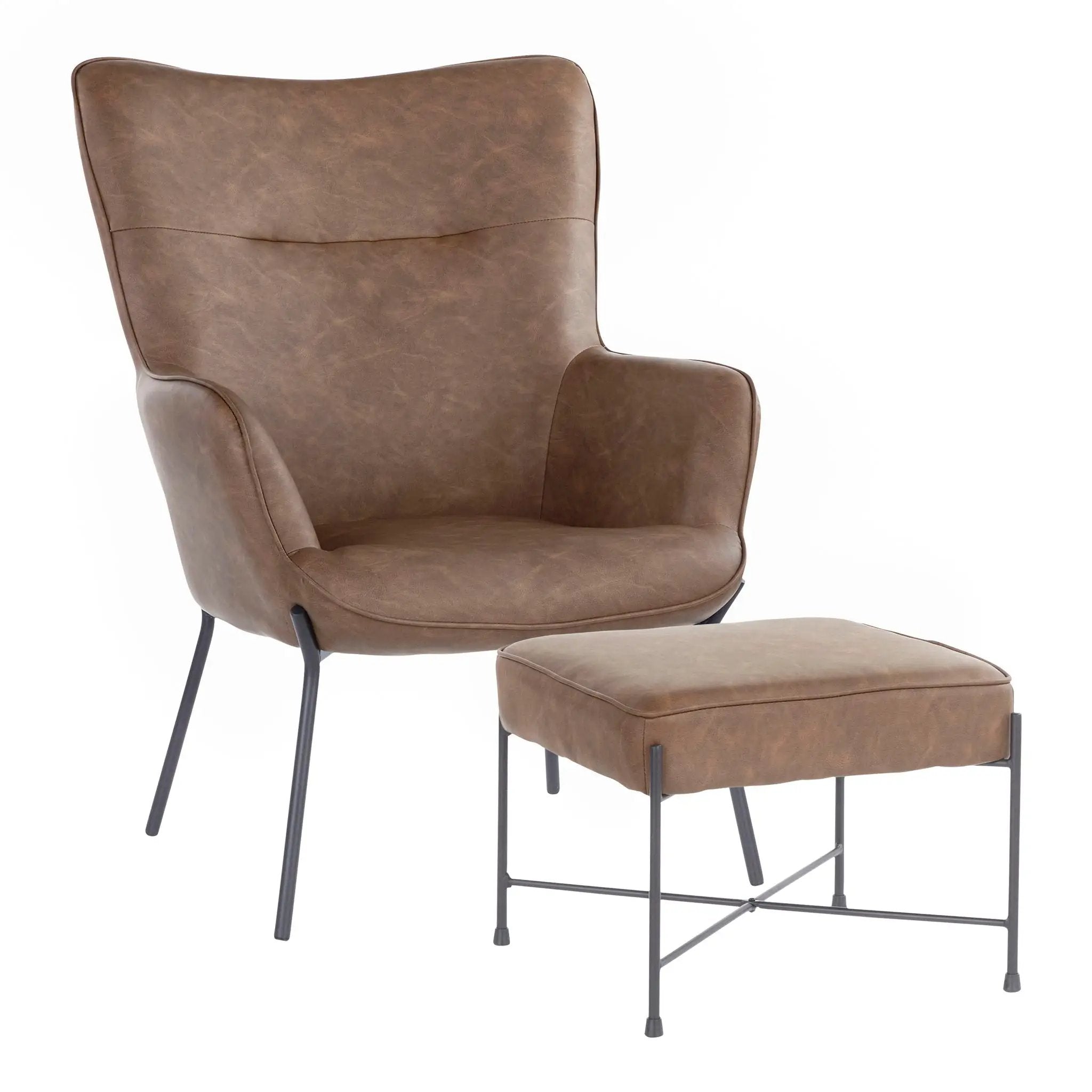 Izzy - Industrial Lounge Chair & Ottoman Set by Unique Piece Furniture