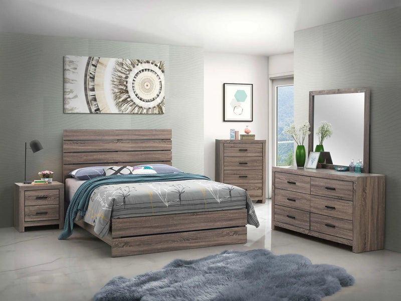 Brantford Wood Queen Panel Bed Barrel Oak by Unique Piece Furniture