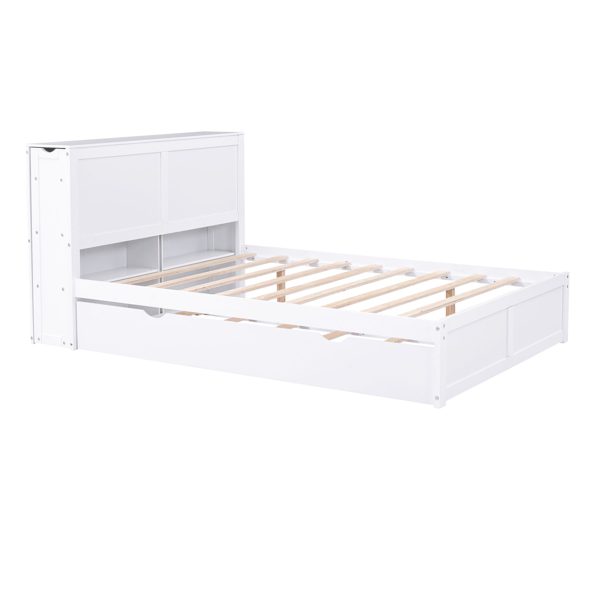 Storage Platform Bed With Pull Out Shelves And Trundle by HouseOfZazla