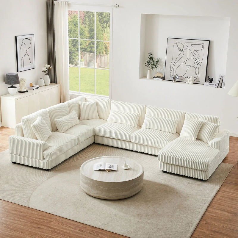 Oversized Sectional Sofa U - Shaped Sofa Couch Modern Sofa Upholstered In Soft With A Chaise Lounge For Living Room by HouseOfZazla