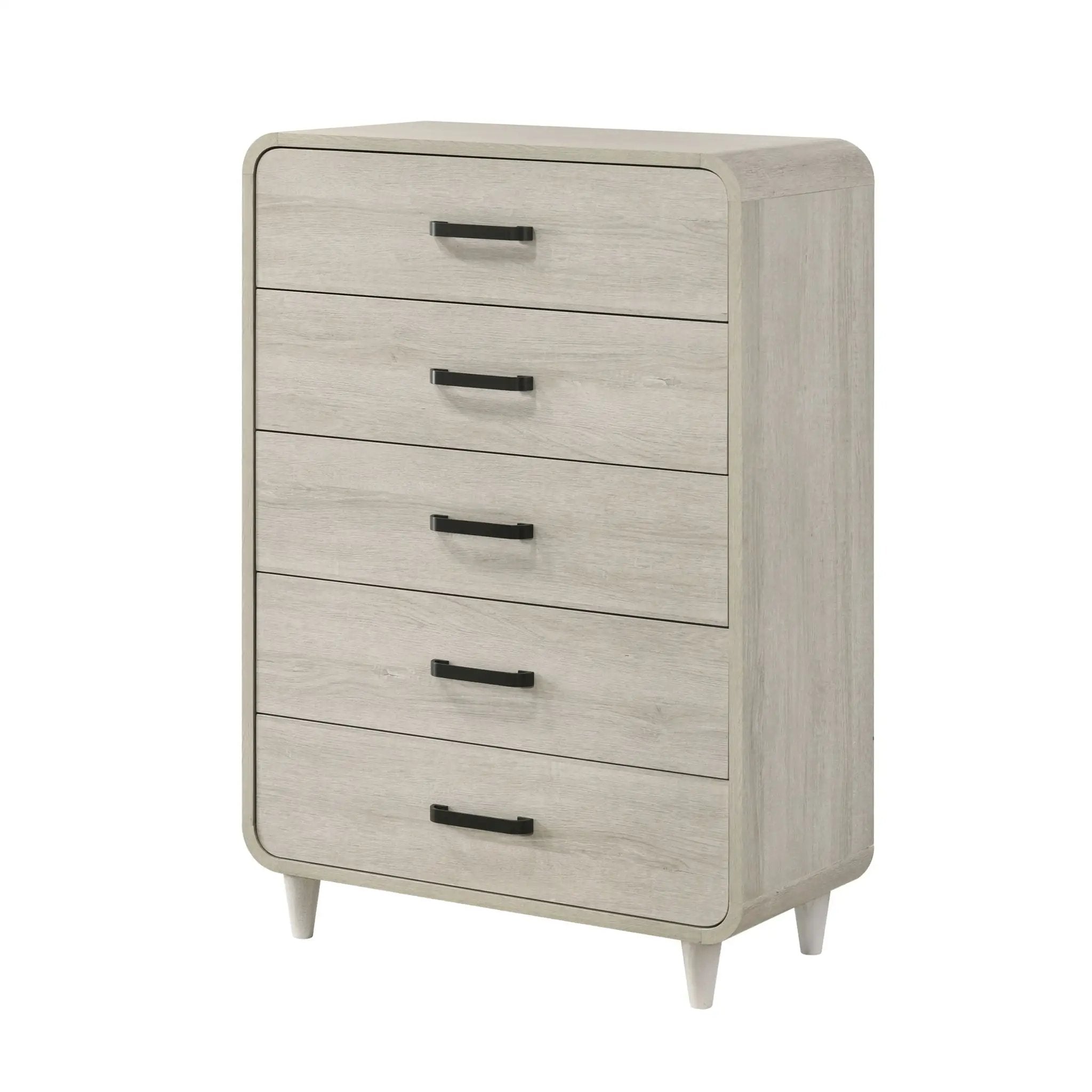 5 Drawer Tall Chest Storage Furniture With Ample Drawer Space - Antique White by Unique Piece Furniture
