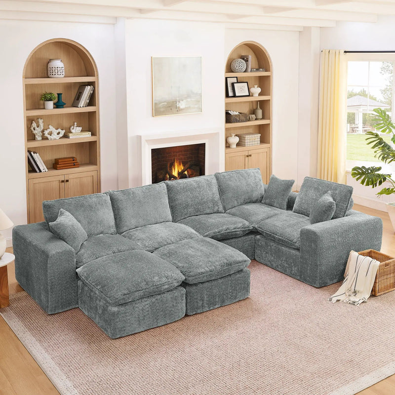 Sectional Sofa With Moveable Ottoman by Unique Piece Furniture