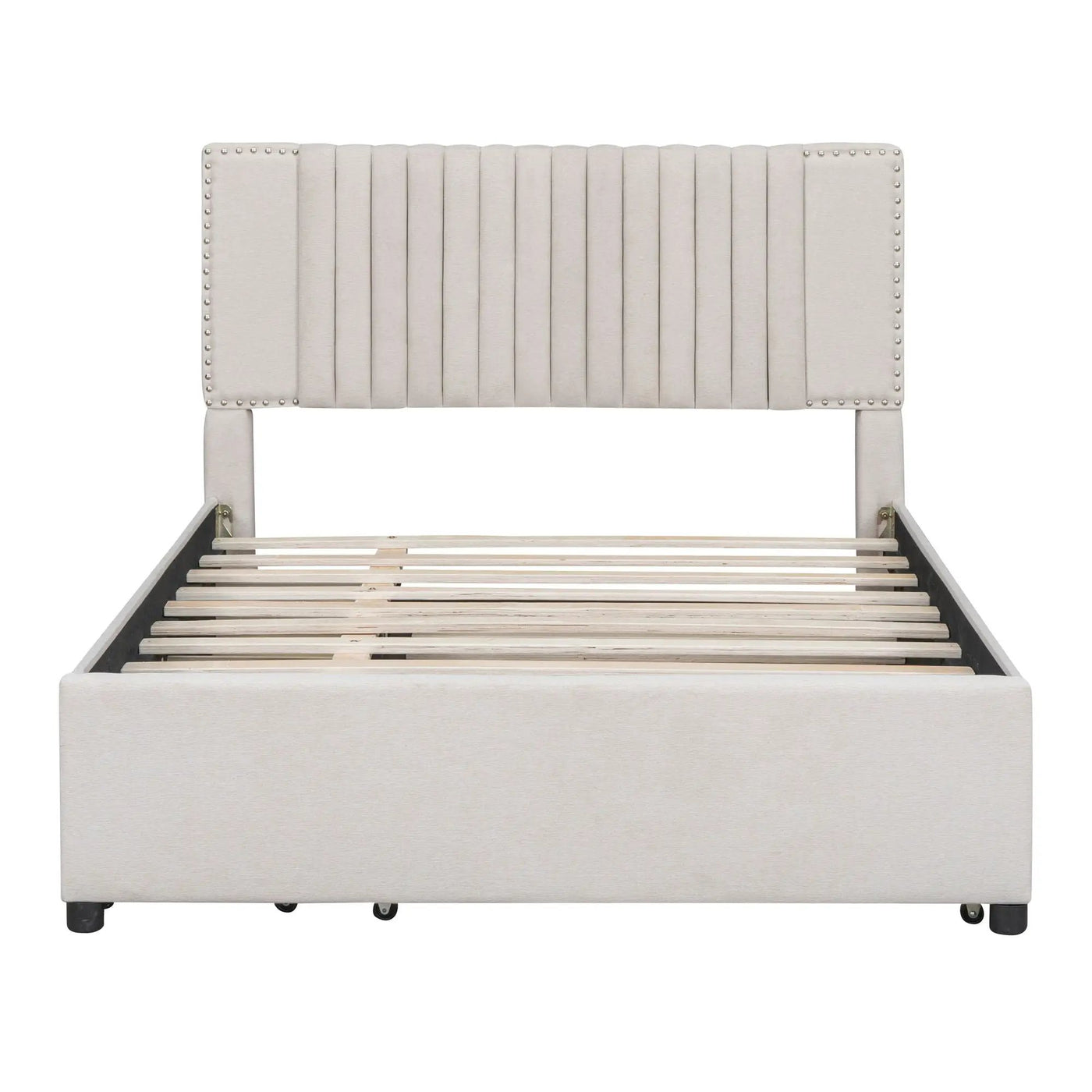 Upholstered Platform Bed With Drawers, Classic Headboard Design by Unique Piece Furniture