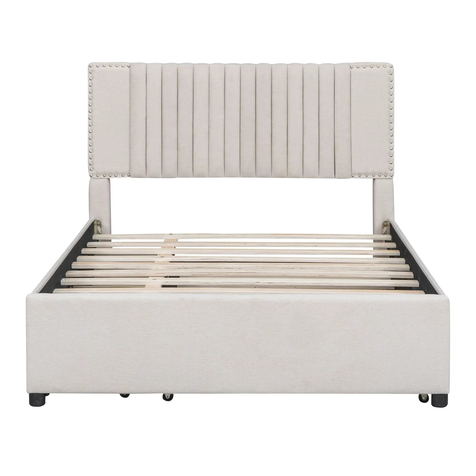 Upholstered Platform Bed With Drawers, Classic Headboard Design by Unique Piece Furniture