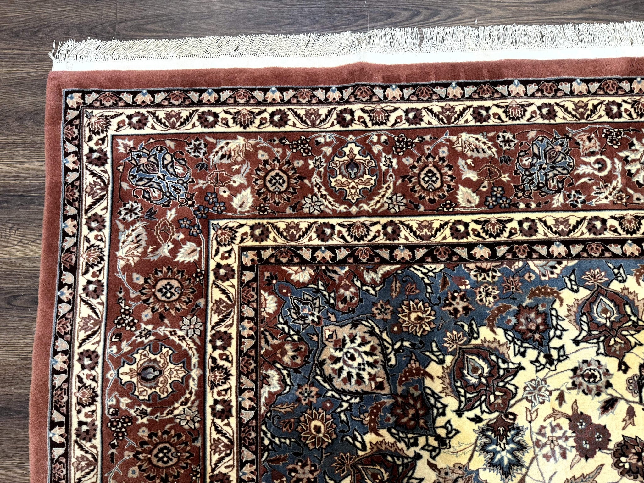 Persian Rug 8x10, Sino Persian Floral Medallion Carpet, Traditional Wool Area Rug, Cream and Brick Red, Fine 210 KPSI by Jewel Rugs
