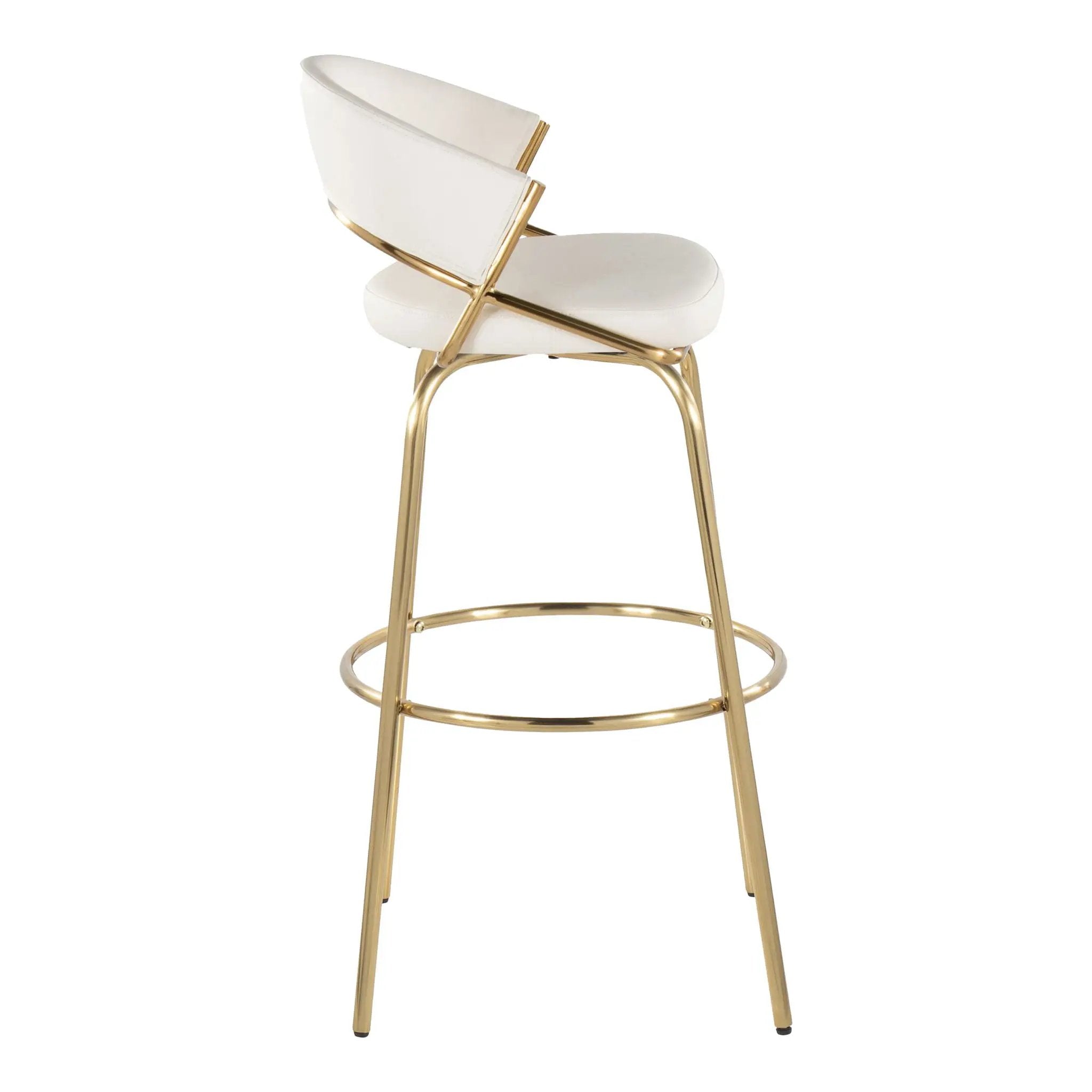 Jie - Fixed Height Contemporary Barstool With Swivel With Round Footrest (Set of 2) by HouseOfZazla