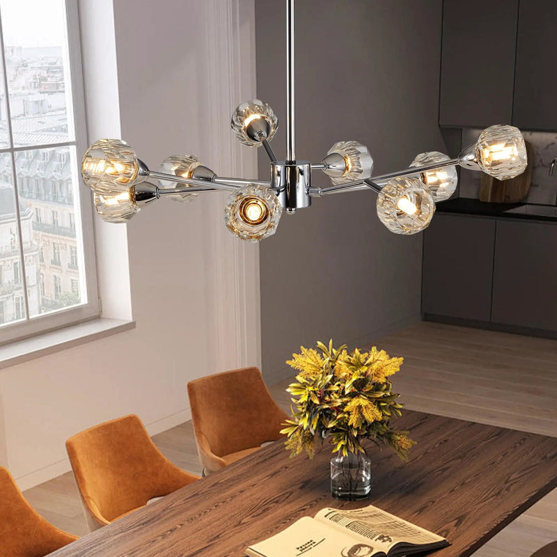 28" Modern Crystal Chandelier With 9 Lights by HouseOfZazla