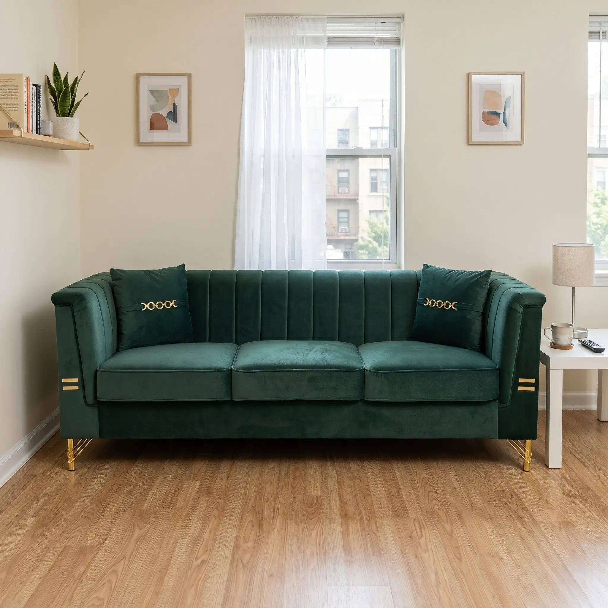 FX-P82B-GR Velvet Sofa by HouseOfZazla