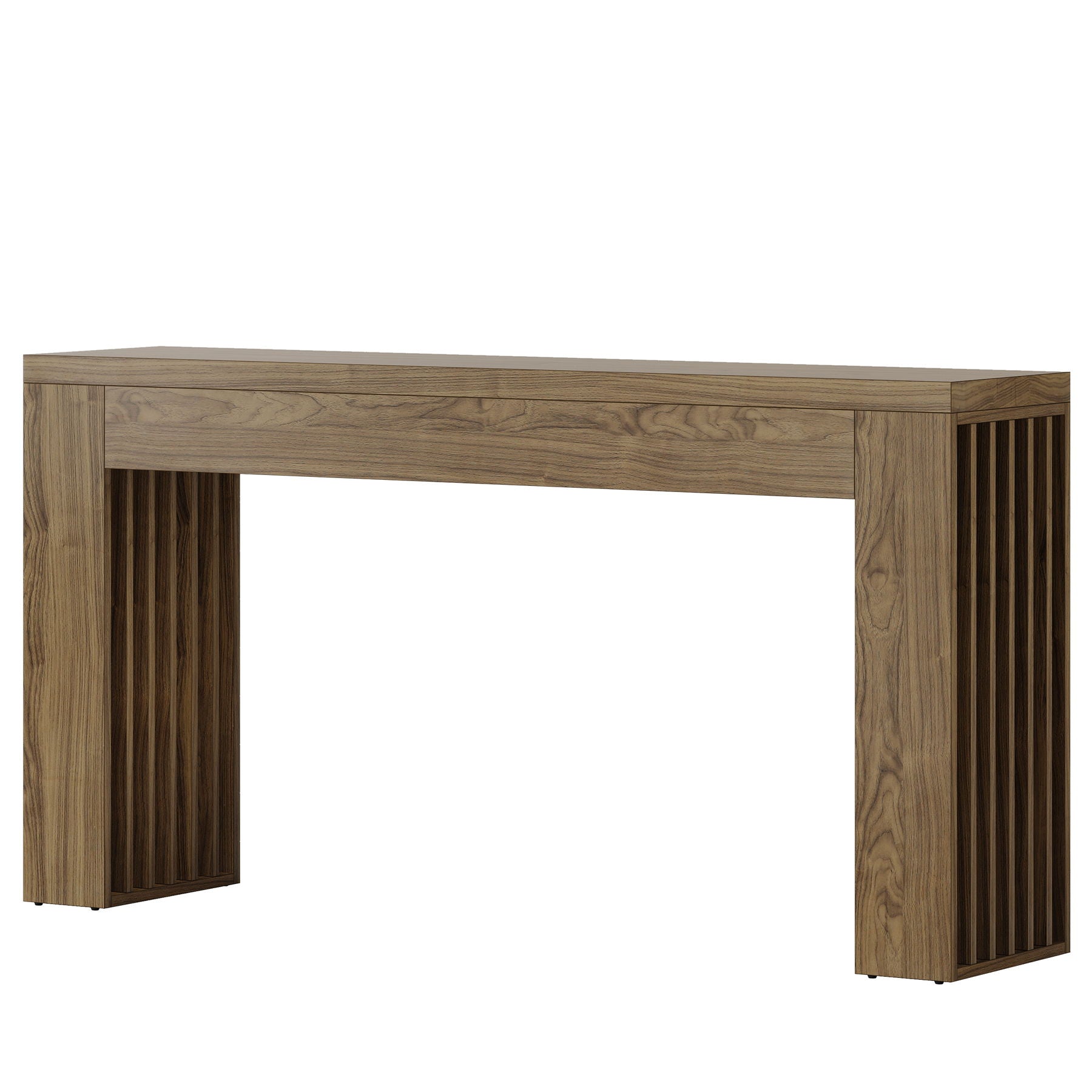 Console Table With Vertical Slat Legs For Entryway - Rustic Brown by HouseOfZazla