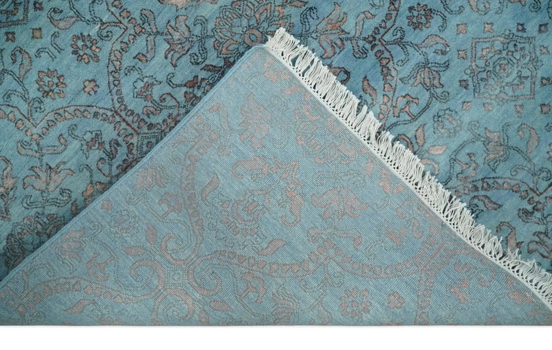 9x12 Fine Hand Knotted Blue and Brown Traditional Persian Wool and Silk Area Rug by The Rug Decor