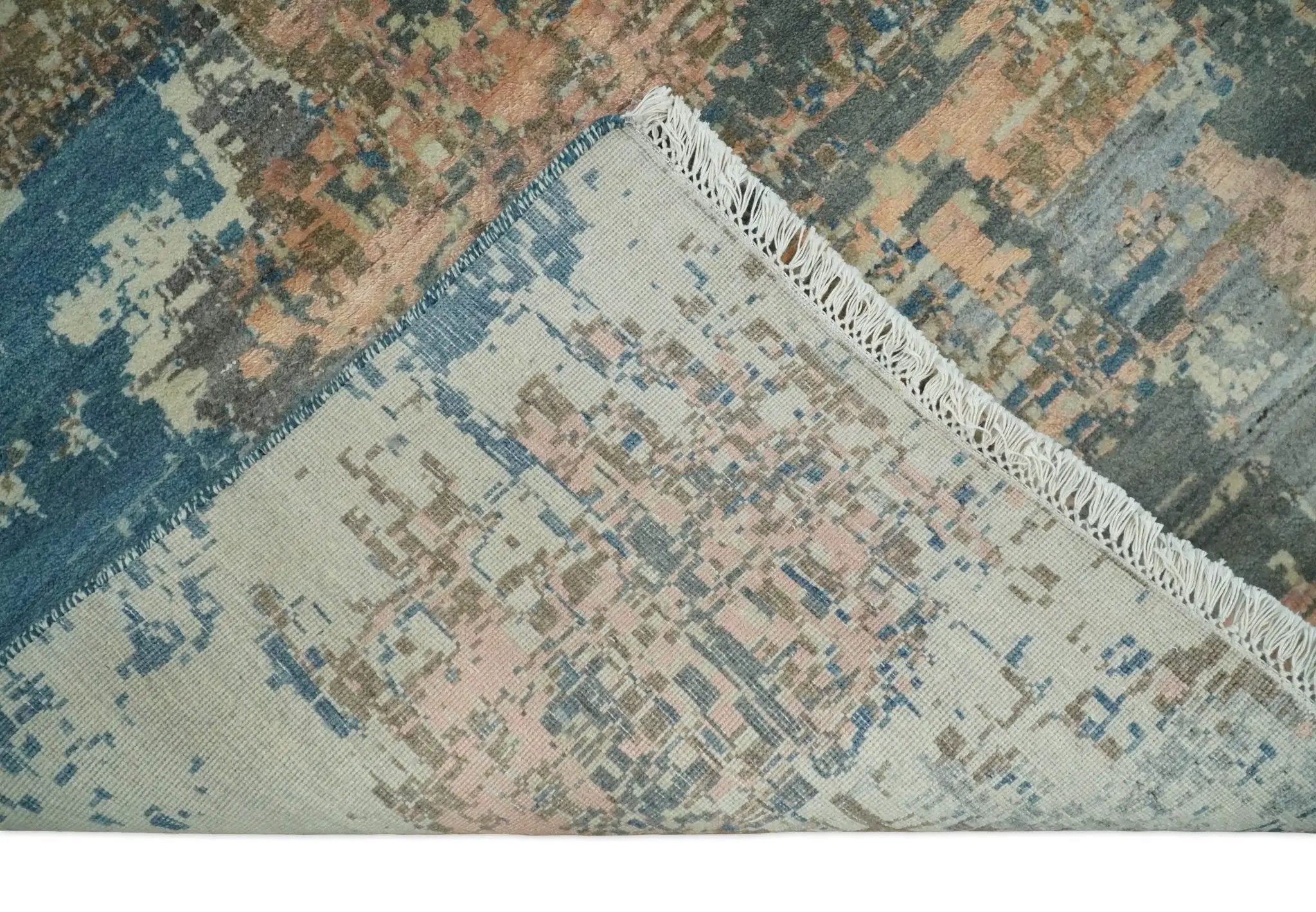9x12 Fine Hand Knotted Brown Multicolor Modern Abstract Wool Area Rug by The Rug Decor