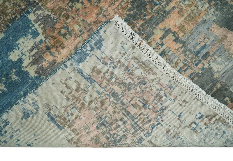 9x12 Fine Hand Knotted Brown Multicolor Modern Abstract Wool Area Rug by The Rug Decor