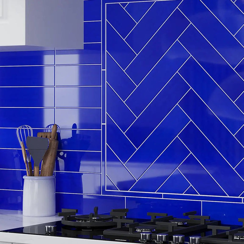 Cobalt Blue 3x12 Glossy Subway Glass Tile (20 pack, 5 sq ft/case) by Apollo Tile