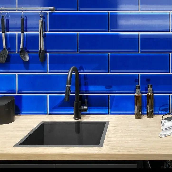 Cobalt Blue 4x16 Glossy Subway Glass Tile (12 pack, 5.33 sq ft/case) by Apollo Tile