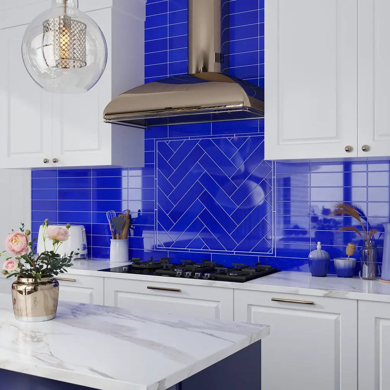 Cobalt Blue 3x12 Glossy Subway Glass Tile (20 pack, 5 sq ft/case) by Apollo Tile