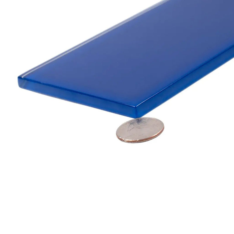 Cobalt Blue 4x16 Glossy Subway Glass Tile (12 pack, 5.33 sq ft/case) by Apollo Tile