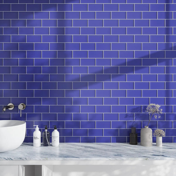 Cobalt Blue 3x6 Matte Subway Glass Tile (40 pack, 5 sq ft/case)