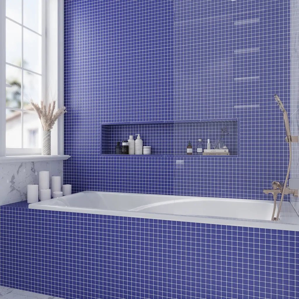 Cobalt Blue 0.5x12 Matte Glass Pencil Tile Trim (10 pack, 0.5 sq ft/case) by Apollo Tile