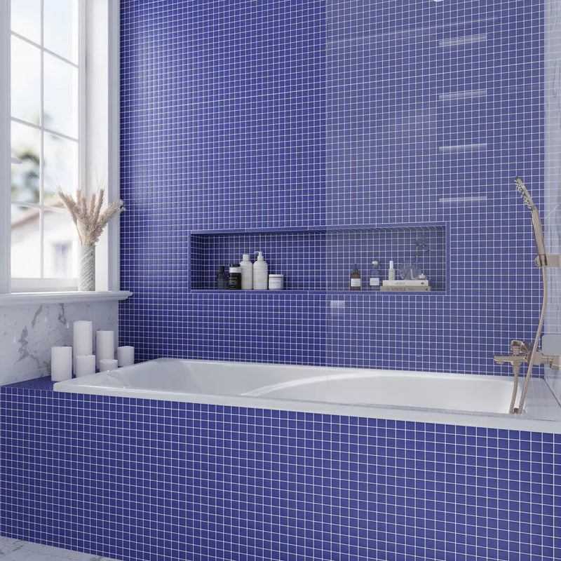 Cobalt Blue 12x12 Matte Square Glass Mosaic Tile (10 pack, 9.67 sq ft/case) by Apollo Tile