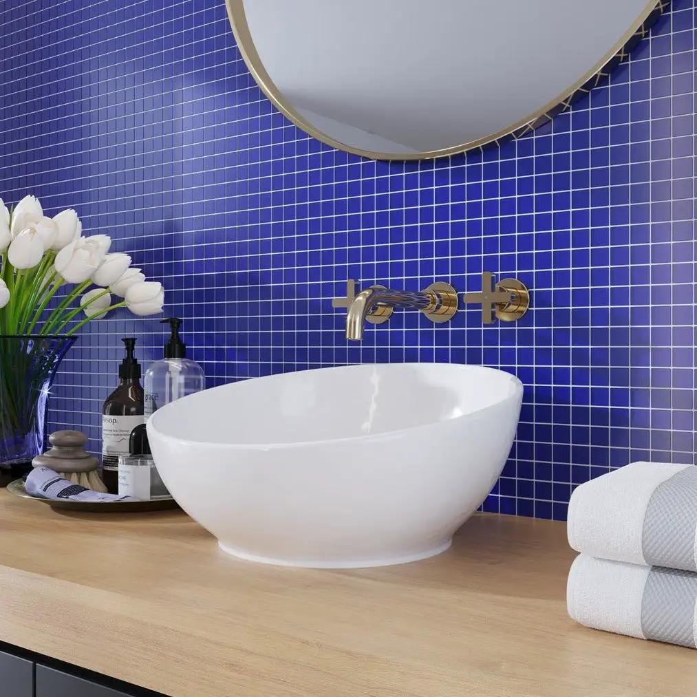 Cobalt Blue 12x12 Matte Square Glass Mosaic Tile (10 pack, 9.67 sq ft/case) by Apollo Tile