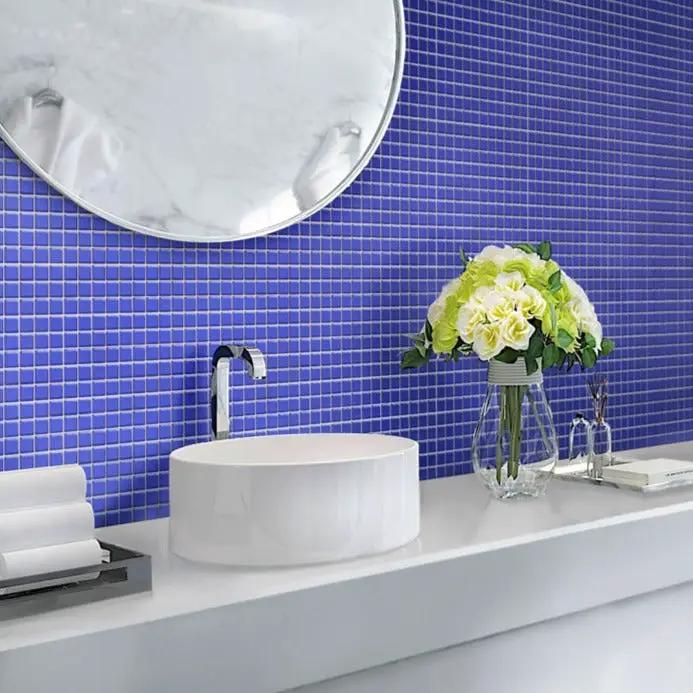Cobalt Blue 12x12 Matte Square Glass Mosaic Tile (10 pack, 9.67 sq ft/case) by Apollo Tile