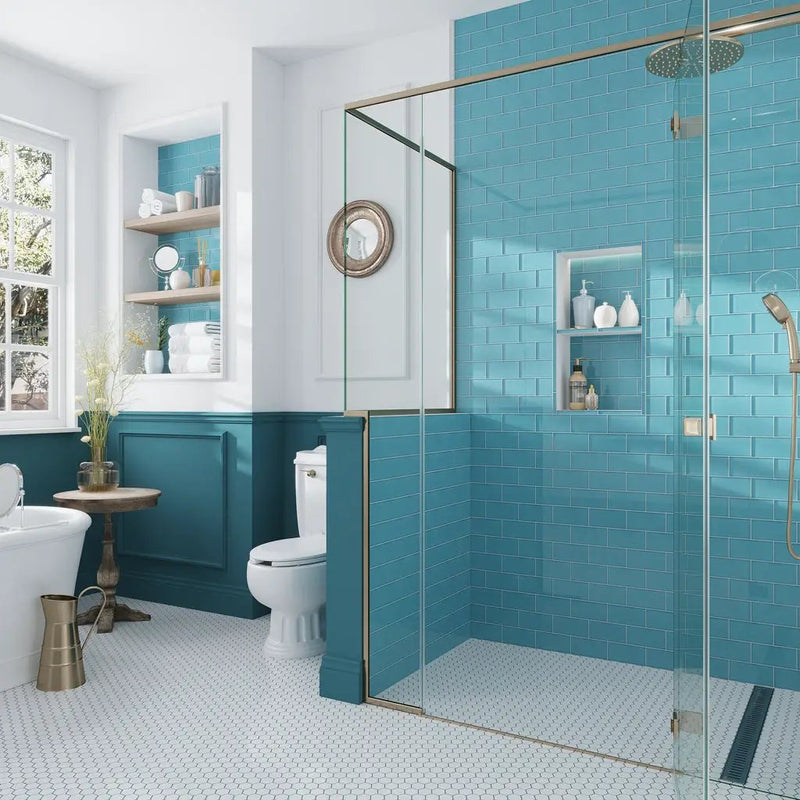 Sky Blue 3x6 Glossy Subway Glass Tile (40 pack, 5 sq ft/case) by Apollo Tile