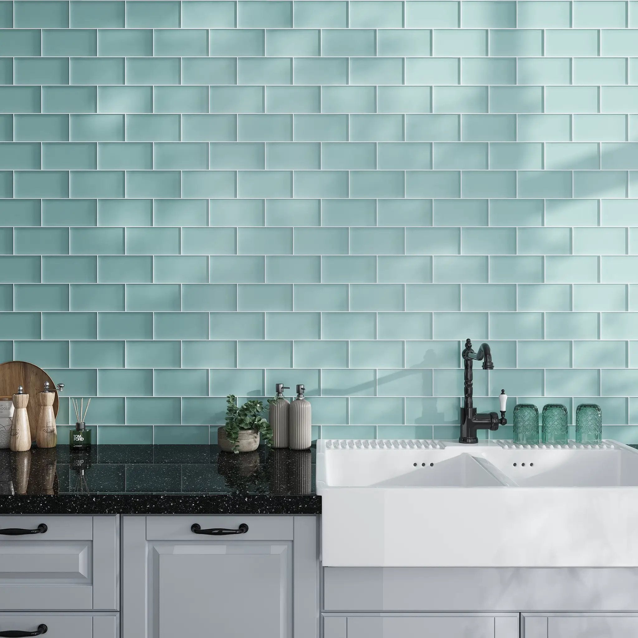 Sky Blue 3x6 Matte Subway Glass Tile (40 pack, 5 sq ft/case) by Apollo Tile