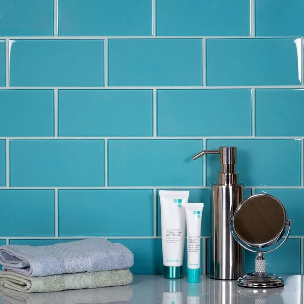 Sky Blue 3x6 Glossy Subway Glass Tile (40 pack, 5 sq ft/case) by Apollo Tile