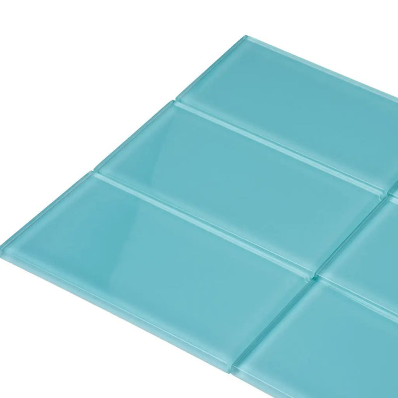 Sky Blue 3x6 Glossy Subway Glass Tile (40 pack, 5 sq ft/case) by Apollo Tile