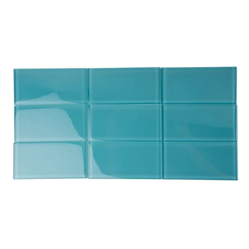 Sky Blue 3x6 Glossy Subway Glass Tile (40 pack, 5 sq ft/case) by Apollo Tile