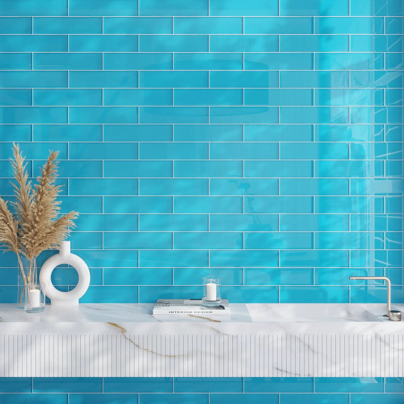 Sapphire Blue 3x12 Glossy Subway Glass Tile (20 pack, 5 sq ft/case) by Apollo Tile