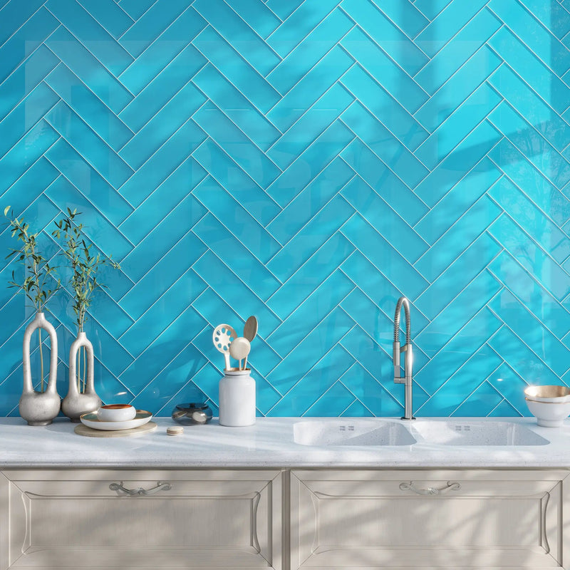 Sapphire Blue 4x16 Glossy Subway Glass Tile (12 pack, 5.33 sq ft/case) by Apollo Tile