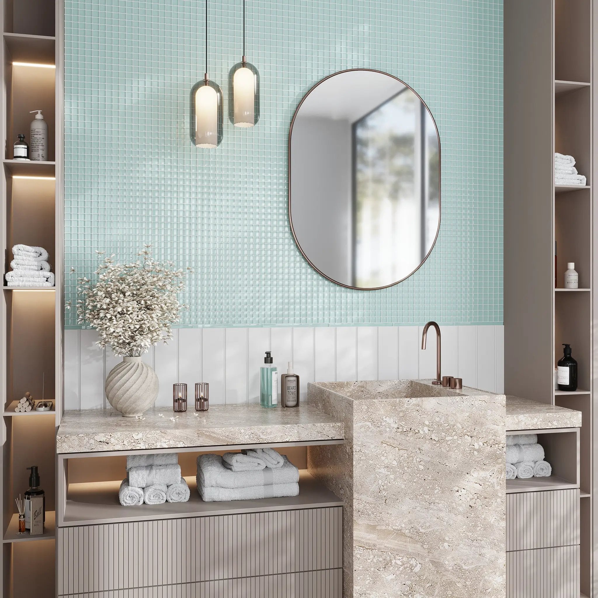 Blizzard Blue 0.5x12 Glossy Glass Pencil Tile Trim (10 pack, 0.5 sq ft/case) by Apollo Tile