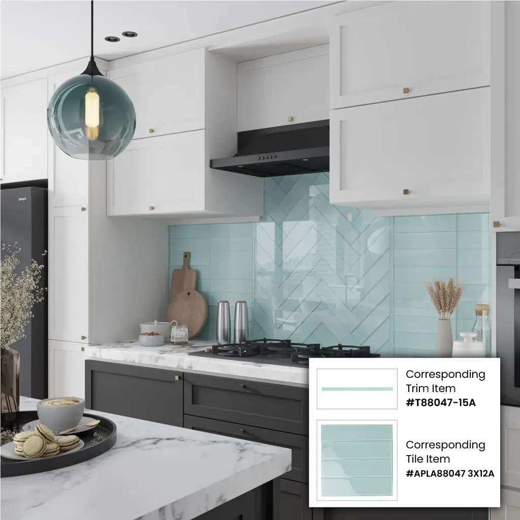 Blizzard Blue 0.5x12 Glossy Glass Pencil Tile Trim (10 pack, 0.5 sq ft/case) by Apollo Tile