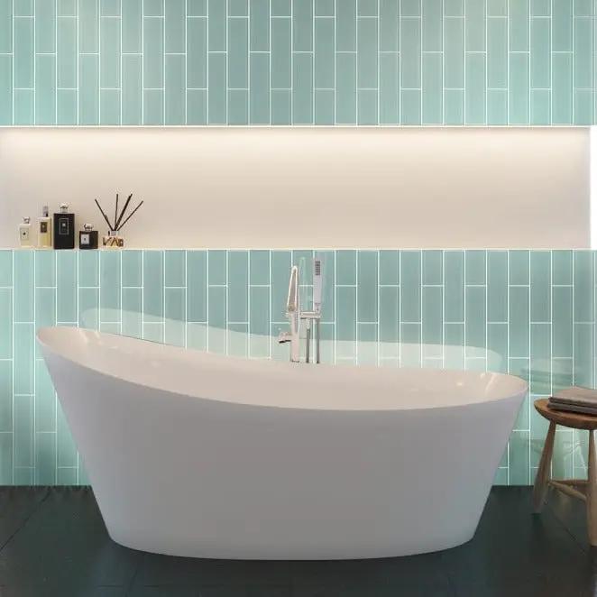 Blizzard Blue 4x16 Glossy Subway Glass Tile (12 pack, 5.33 sq ft/case) by Apollo Tile