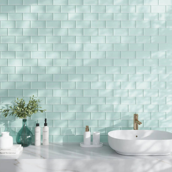 Blizzard Blue 3x6 Matte Subway Glass Tile (40 pack, 5 sq ft/case)