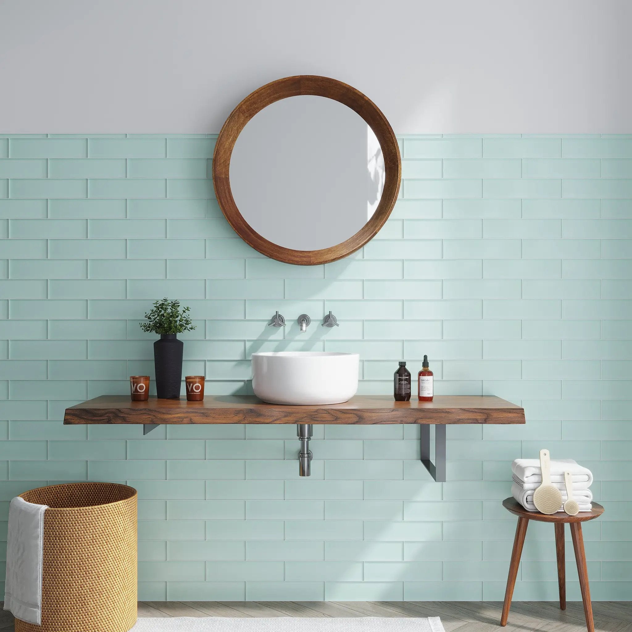 Blizzard Blue 3x12 Matte Subway Glass Tile (20 pack, 5 sq ft/case) by Apollo Tile