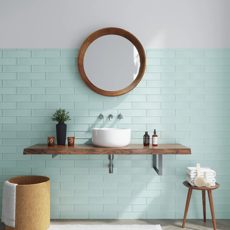Blizzard Blue 3x12 Matte Subway Glass Tile (20 pack, 5 sq ft/case) by Apollo Tile