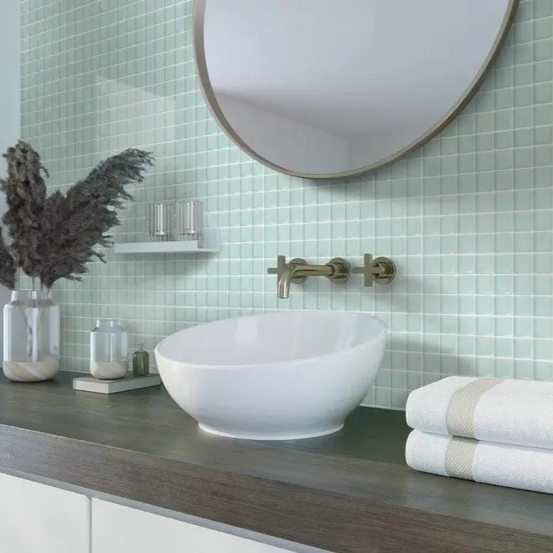 Blizzard Blue 12x12 Glossy Square Glass Mosaic Tile (10 pack, 9.67 sq ft/case) by Apollo Tile