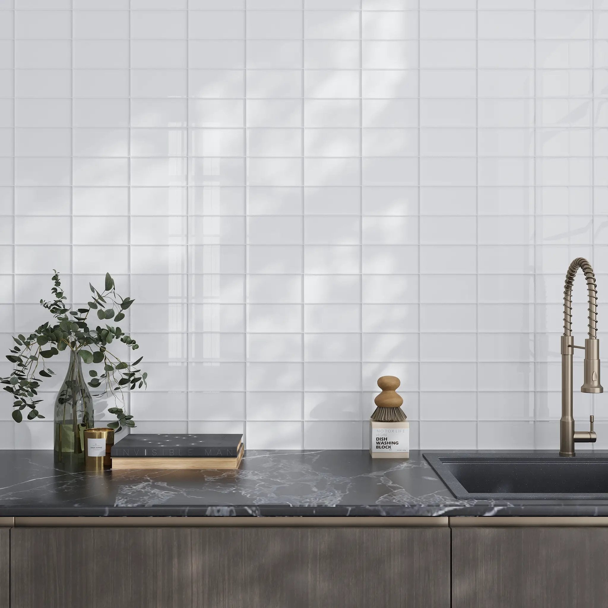 White 3x6 Glossy Subway Glass Tile (40 pack, 5 sq ft/case) by Apollo Tile