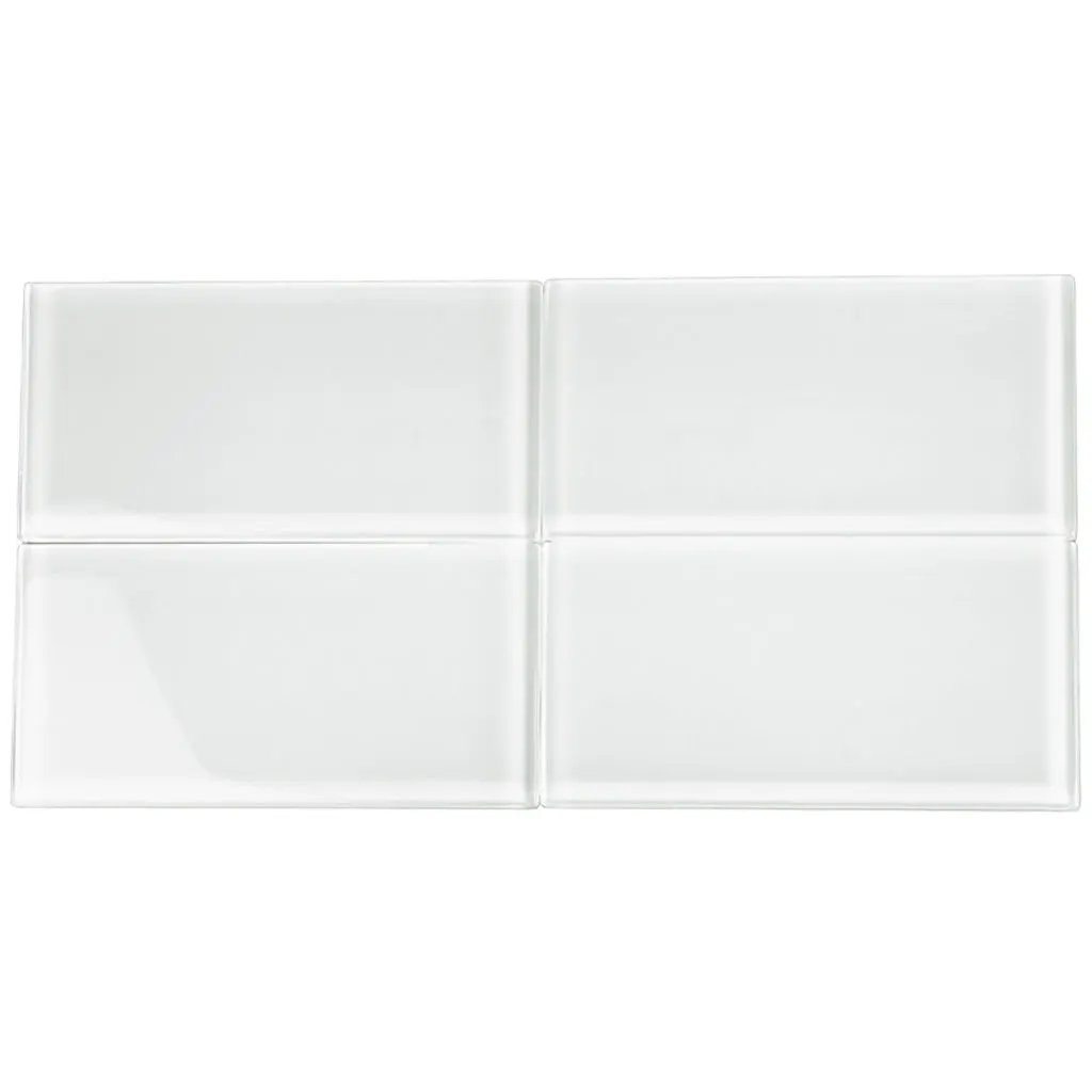 White 3x6 Glossy Subway Glass Tile (40 pack, 5 sq ft/case) by Apollo Tile