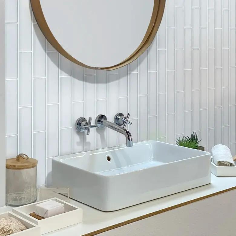 White 3x12 Matte Subway Glass Tile (20 pack, 5 sq ft/case) by Apollo Tile